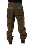 Brown Mid Waist Straight Cargo Trouser Pants