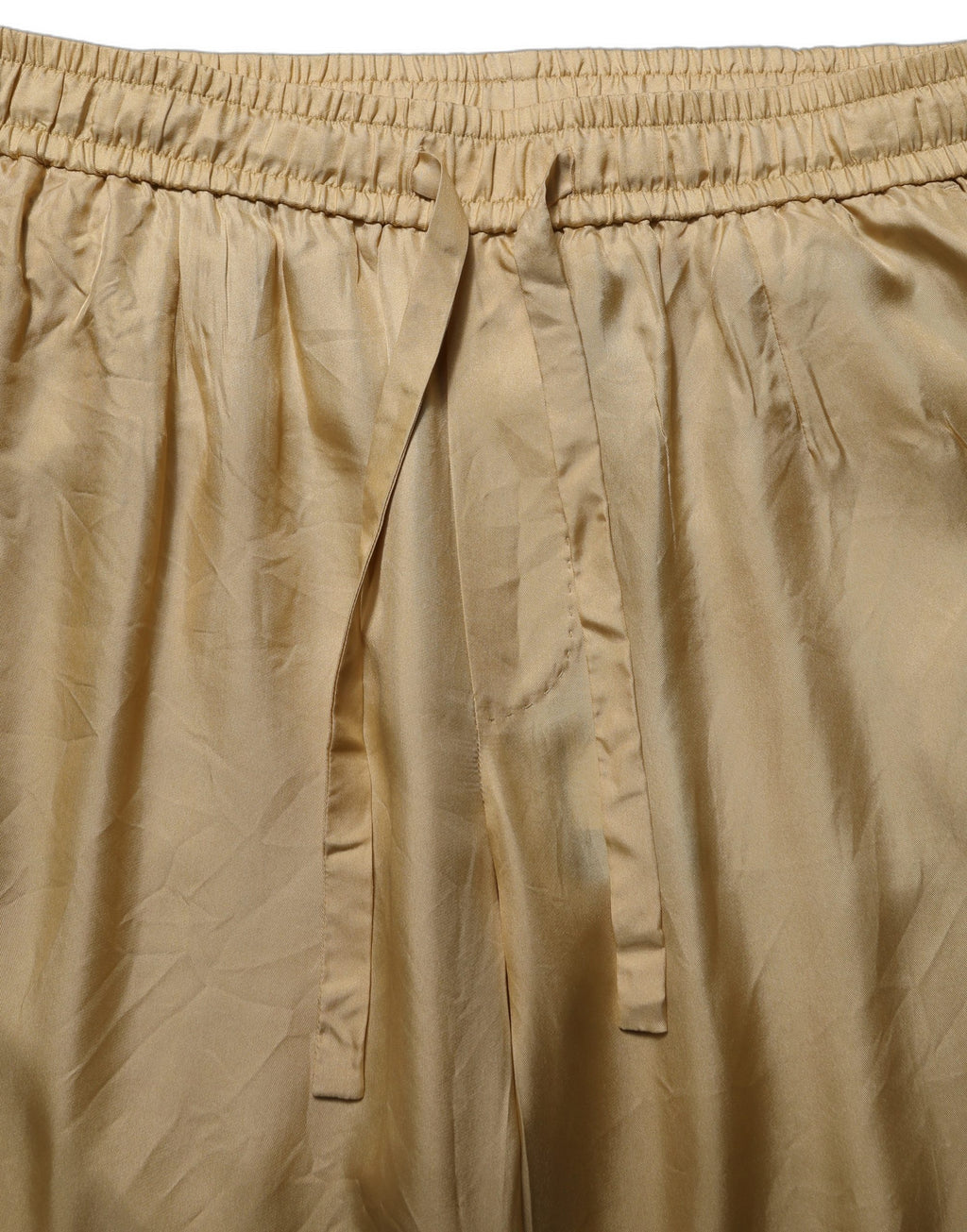 Yellow Straight Silk Mid Waist Chino Trouser Pants