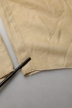 Yellow Straight Silk Mid Waist Chino Trouser Pants