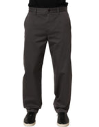 Dark Gray Cotton Straight Chino Trouser Pants