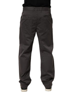 Dark Gray Cotton Straight Chino Trouser Pants