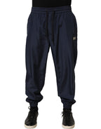 Dark Blue Polyester Jogger Sweatpants Pants