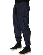 Dark Blue Polyester Jogger Sweatpants Pants