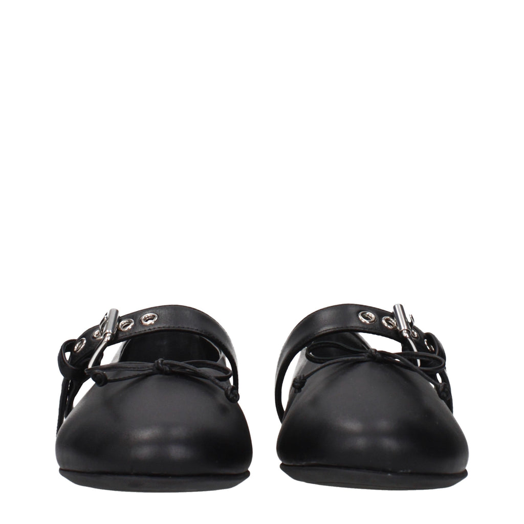 Black Leather Ballet Flats