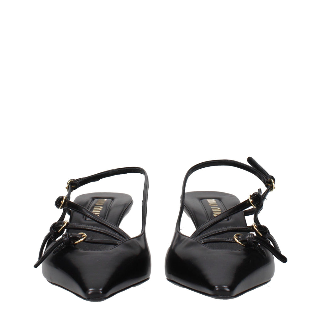 Black Leather High Heel Pumps