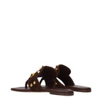 Brown Leather Flip-Flop Sandals