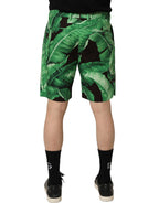 Black Green Banana Leaf Men Bermuda Shorts