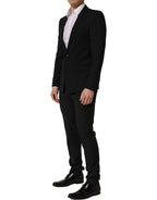 Black Wool Slim Fit Formal 2 Piece Men Suit
