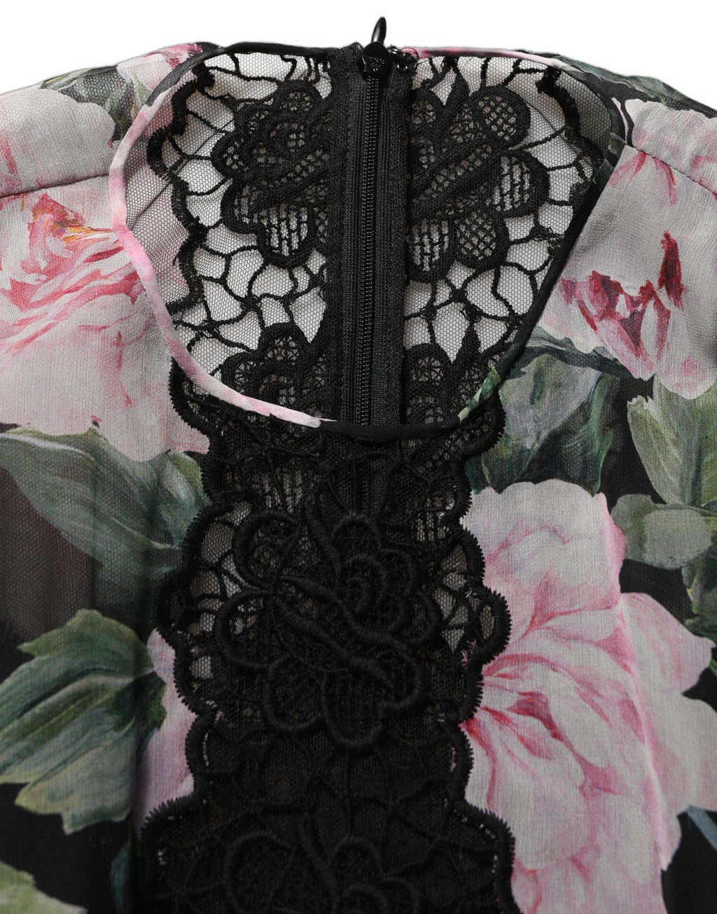 Black Floral Print Cotton Lace Maxi Dress