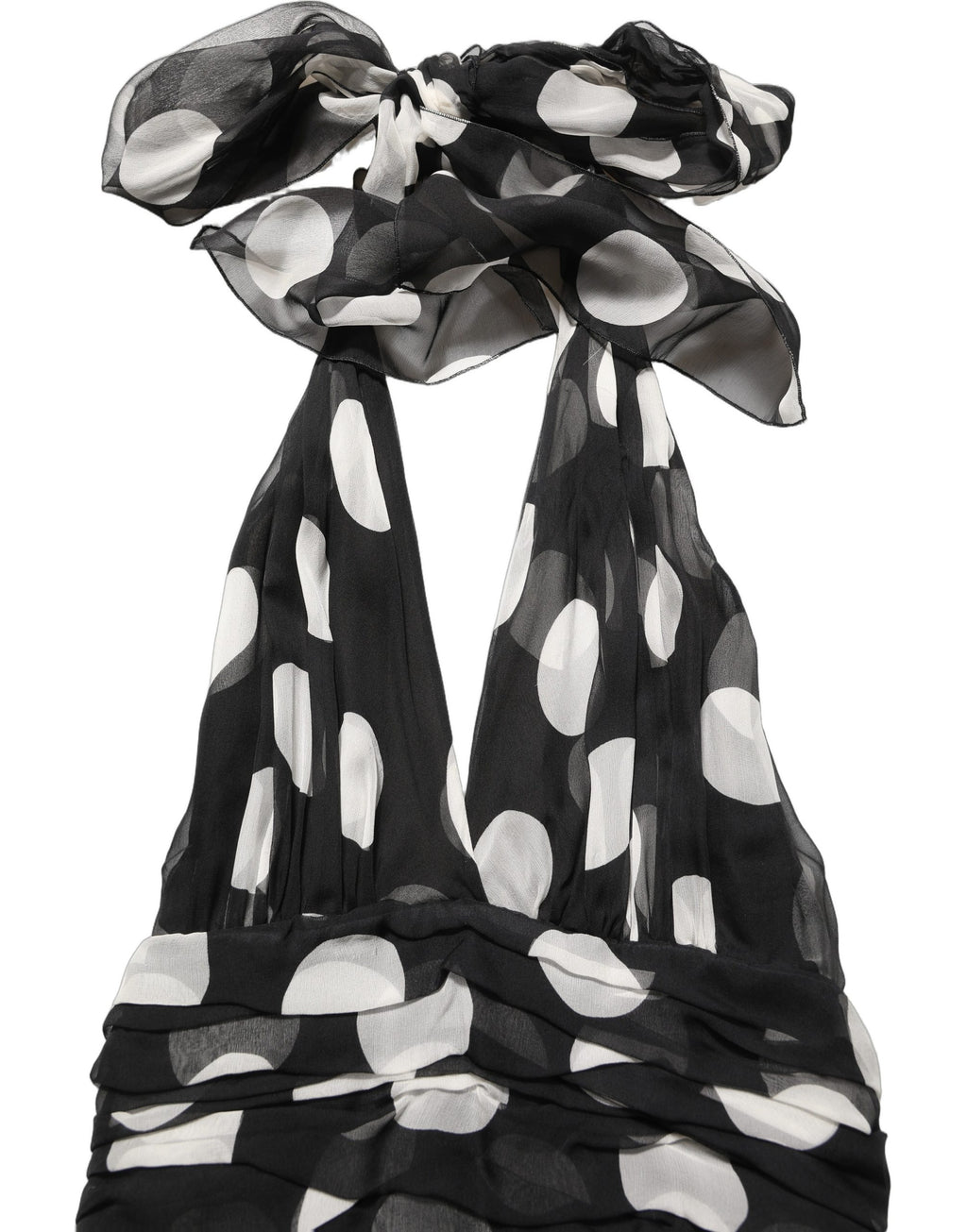 Black White Polka Dot Pleated Maxi Dress