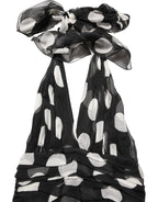 Black White Polka Dot Pleated Maxi Dress