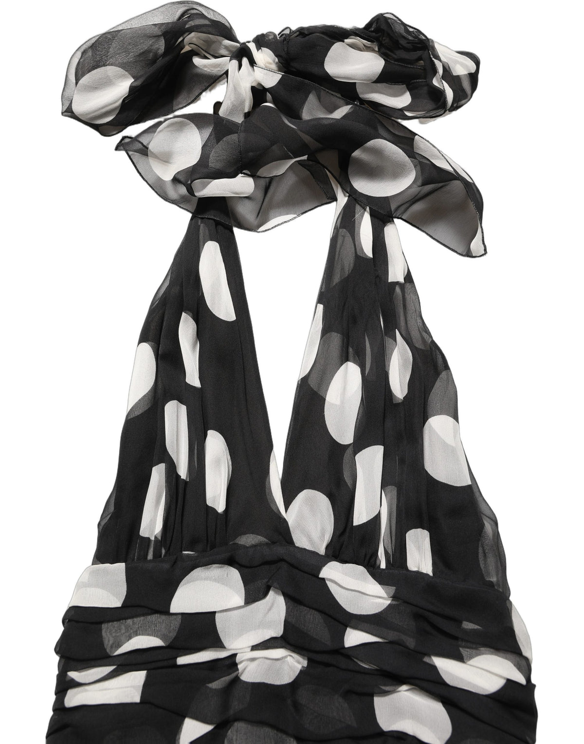 Black White Polka Dot Pleated Maxi Dress