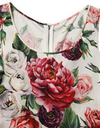 White Floral Sheath Sleeveless Mini Dress