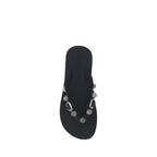 Black Polyester Flat Sandals