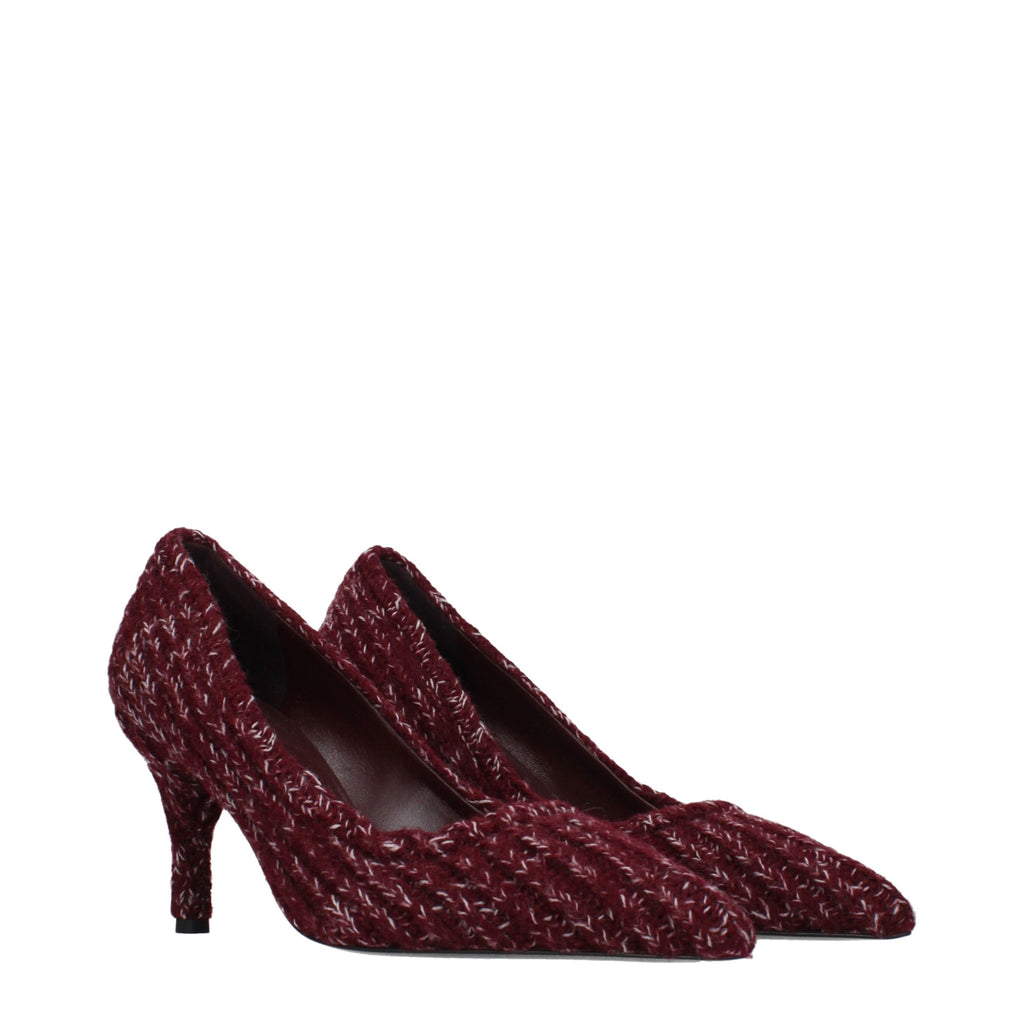 Red Fabric Mid Heel Pumps