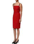 Red Stretch Bodycon Sheath Knee Length Dress
