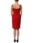Red Stretch Bodycon Sheath Knee Length Dress