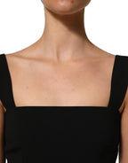 Black Viscose Stretch Sheath Midi Dress