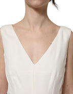 White Leopard Sleeveless Sheath Midi Dress