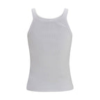 White Cotton Sleeveles T-Shirt