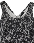 Black White Floral Lace Sleeveless Midi Dress