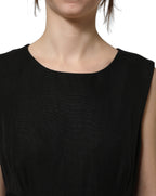 Black Floral Lace Sleeveless Shift Dress