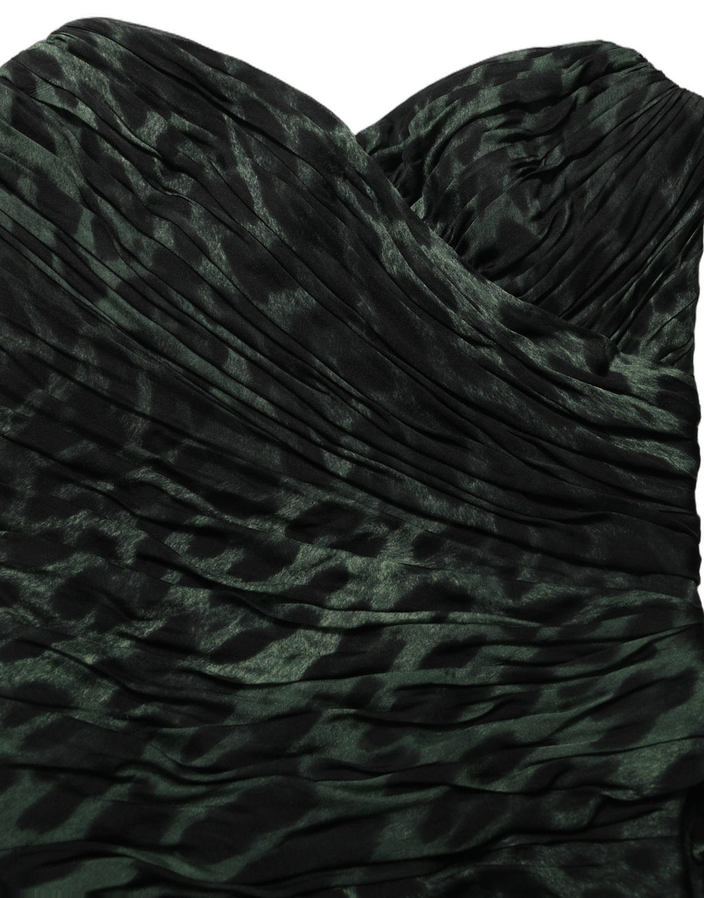 Green Leopard Print Bustier Draped Midi Dress