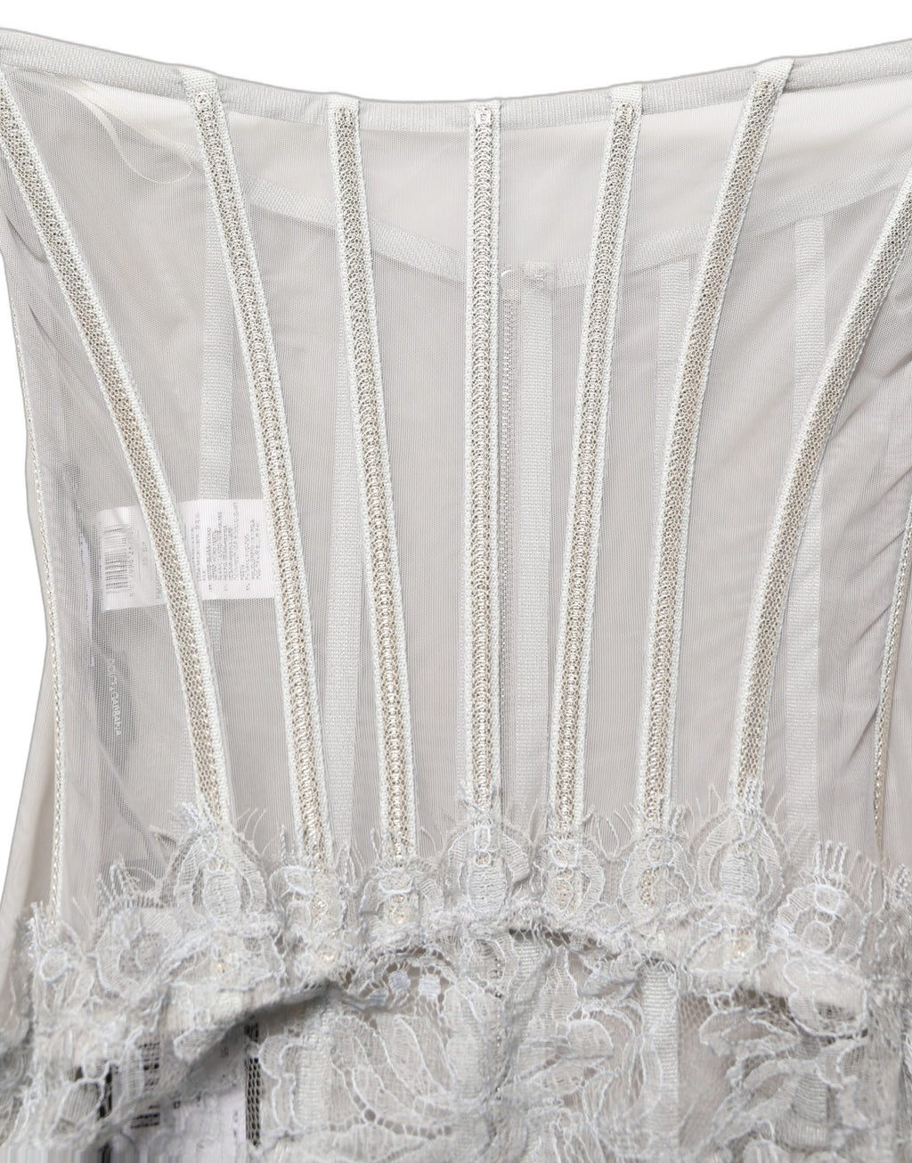 Gray Lace Corset Style Bodice Maxi Dress