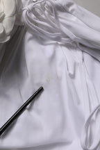 White Cotton Gabardine Bustier Midi Dress