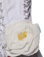 White Cotton Gabardine Bustier Midi Dress