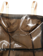 Brown Transparent Vinyl Sheath Midi Dress