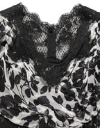 Black Silk Floral Lace Ricamo Ball Maxi Dress