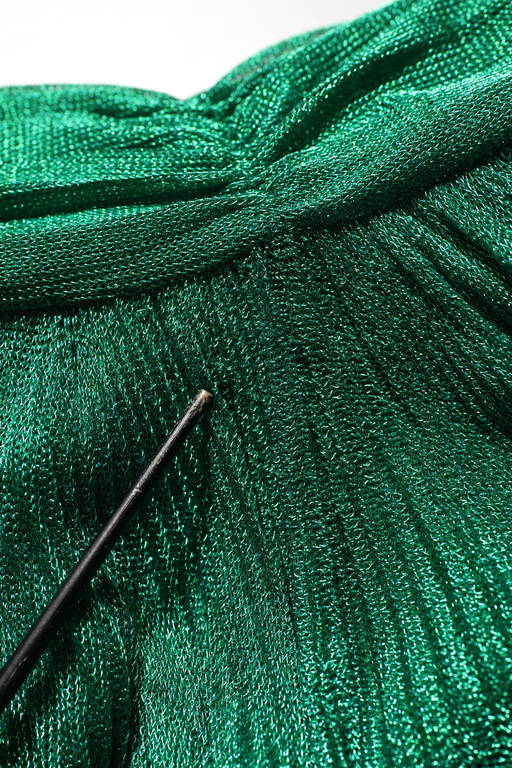 Emerald Green Plissé Evening Gown Dress