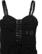 Sleeveless V-neck Shift Knee Length Black