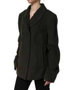 Dark Green Double Breasted Peacoat Jacket
