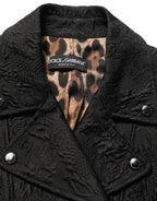 Black Floral Brocade Biker Blouson Jacket