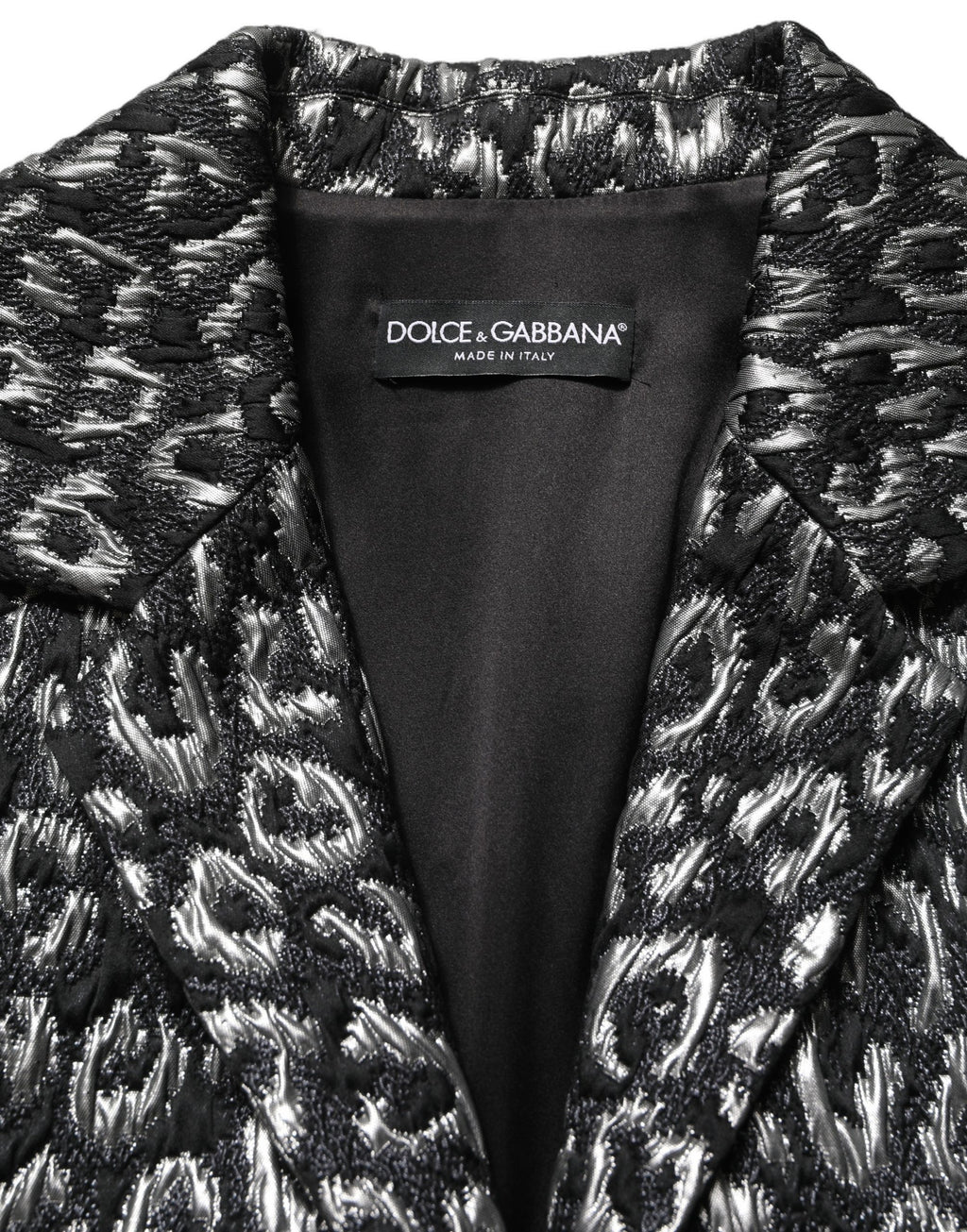 Black Silver Jacquard Leopard Coat Jacket