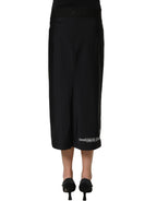 Black DGVIB3 Stretch Jersey Midi Pencil Cut Skirt