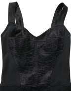 Black Floral Lace Corset Bodycon Bodysuit