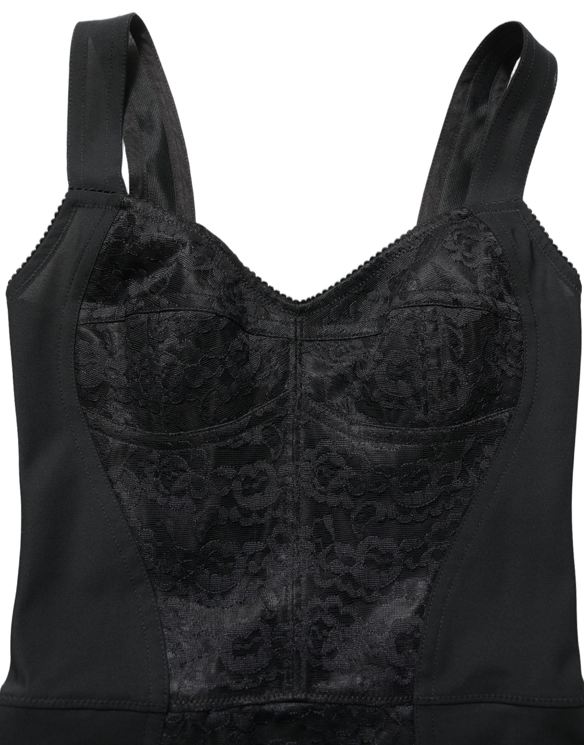 Black Floral Lace Corset Bodycon Bodysuit
