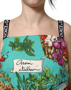 Multicolor Silk Vegetable Print Cropped Top