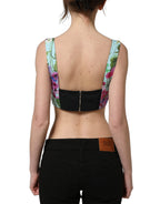 Multicolor Floral Cropped Bustier Tank Top