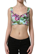 Multicolor Floral Cropped Bustier Tank Top