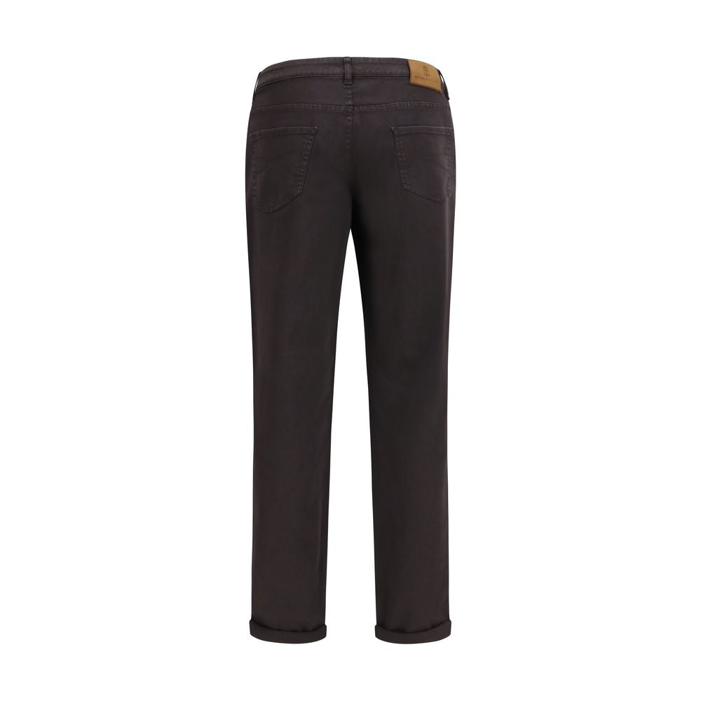 Brown Cotton Straight-Leg Jeans