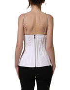 White Brown Cotton Sleeveless Corset Top