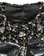 Metallic Gray Sequin Embellished Blouse Top