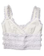 White Lace Trimmed Cotton Cropped Tank Top