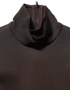 Brown Turtleneck Long Sleeves Blouse Top