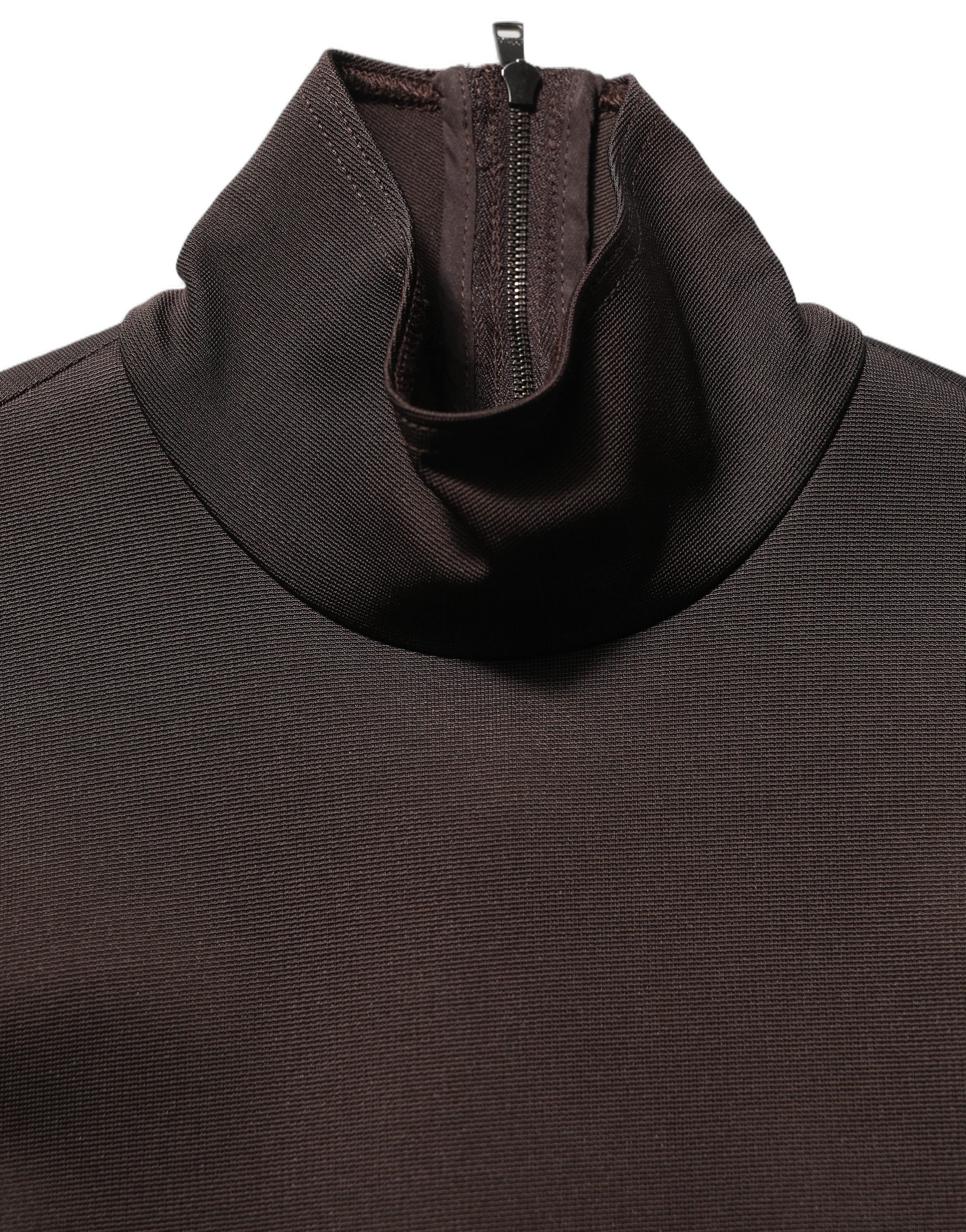Brown Turtleneck Long Sleeves Blouse Top