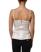 White Silk Satin Padded Bra Corset Style Top